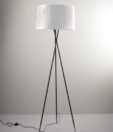 Stojací lampa CINDA TYP 10, černý kov / bílé stínítko