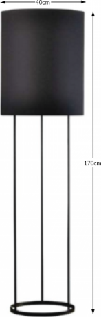 Stojací lampa CINDA TYP 22, kov / látka černá