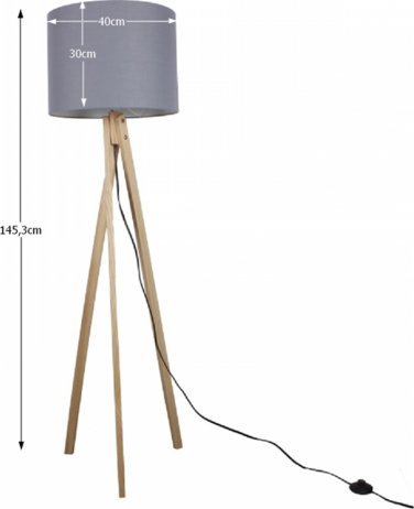 Stojací lampa LILA Typ 7, šedá / přírodní dřevo