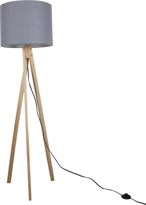 Stojací lampa LILA Typ 7, šedá / přírodní dřevo