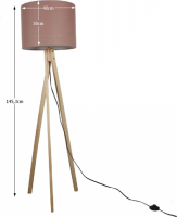 Stojací lampa LILA Typ 8, taupe hnědá / přírodní dřevo