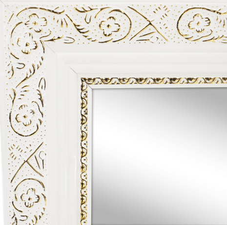 Stojanové zrcadlo LAVAL, bílá/bílo zlatý ornament