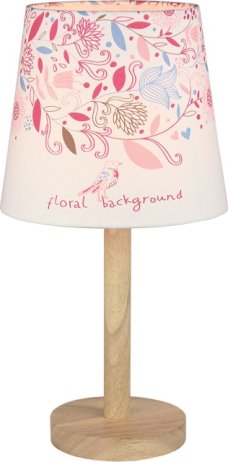 Stylová stolní lampa QENNY TYP 8, dřevo / látka vzor květy