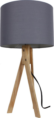 Moderní stolní lampa LILA Typ 2, šedá / přírodní dřevo