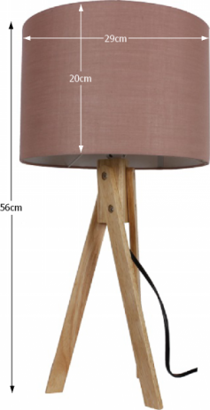 Moderní stolní lampa LILA Typ 3, taupe hnědá / přírodní dřevo