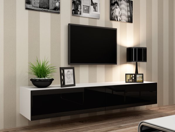 TV skříňka Vigo 180 černá/černý lesk