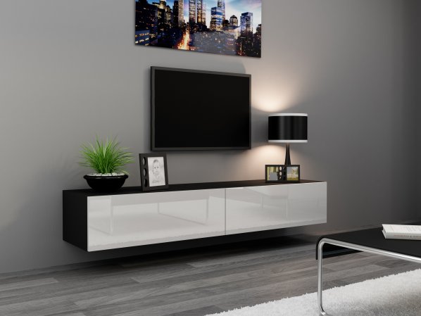 TV skříňka Vigo 180 černá/černý lesk