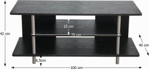 TV stolek QUIDO, dřevo černé/kov stříbrný