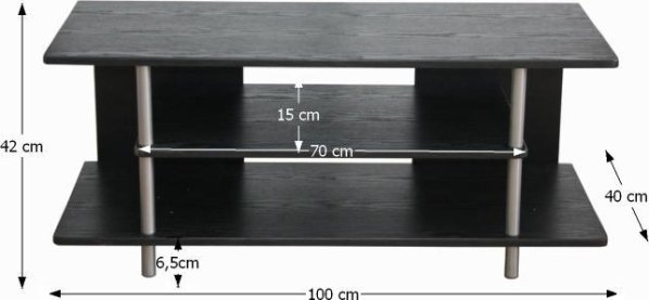 TV stolek QUIDO, dřevo černé/kov stříbrný