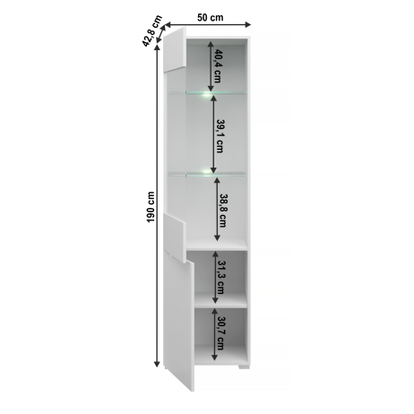 Vitrína JOLK 1D1W, bílá / bílý vysoký lesk HG