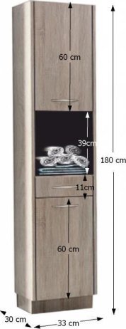 Vysoká koupelnová skříňka OLIVIA TR11, dub sonoma truffle