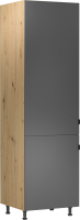 Vysoká skříňka, dub artisan / šedý mat, levá, LANGEN D60ZL