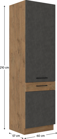 Vysoká skříňka VEGA 60 DK-210 2F, šedá matná / dub lancelot