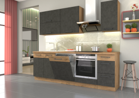 Vysoká skříňka VEGA 60 DK-210 2F, šedá matná / dub lancelot