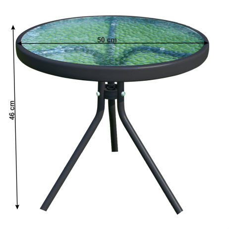 Zahradní konferenční stolek HABIR, ocel / tvrzené sklo