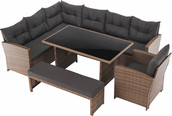Zahradní ratanový set SAGIR, šedohnědá/světle hnědá