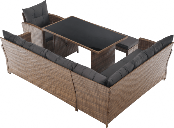 Zahradní ratanový set SAGIR, šedohnědá/světle hnědá
