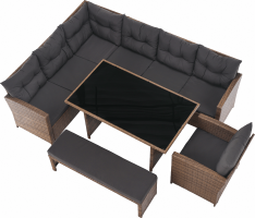 Zahradní ratanový set SAGIR, šedohnědá/světle hnědá