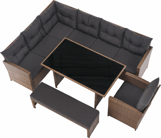 Zahradní ratanový set SAGIR, šedohnědá/světle hnědá