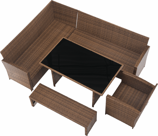 Zahradní ratanový set SAGIR, šedohnědá/světle hnědá