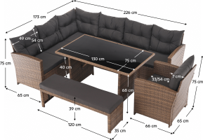 Zahradní ratanový set SAGIR, šedohnědá/světle hnědá