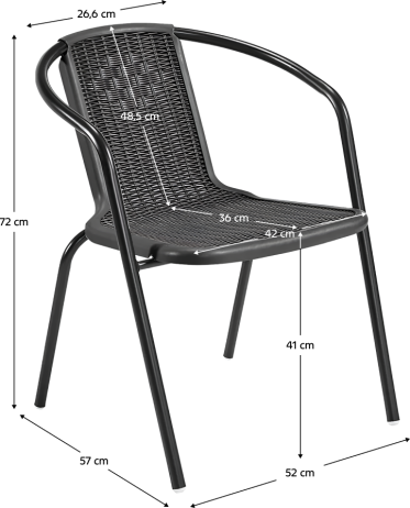 Zahradní stohovatelná židle FRENY černá.