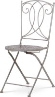 Zahradní židle, keramická mozaika, kovová konstrukce, šedý lak Antik