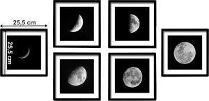 Zasklený tištěný obraz, bílá/černá, DX TYP 10 Měsíc