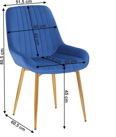 Židle PERLOS, modrá/gold chrom-zlatý