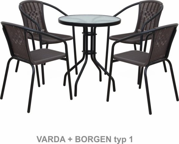 Zahradní židle VARDA, tmavě šedá / nohy černý kov